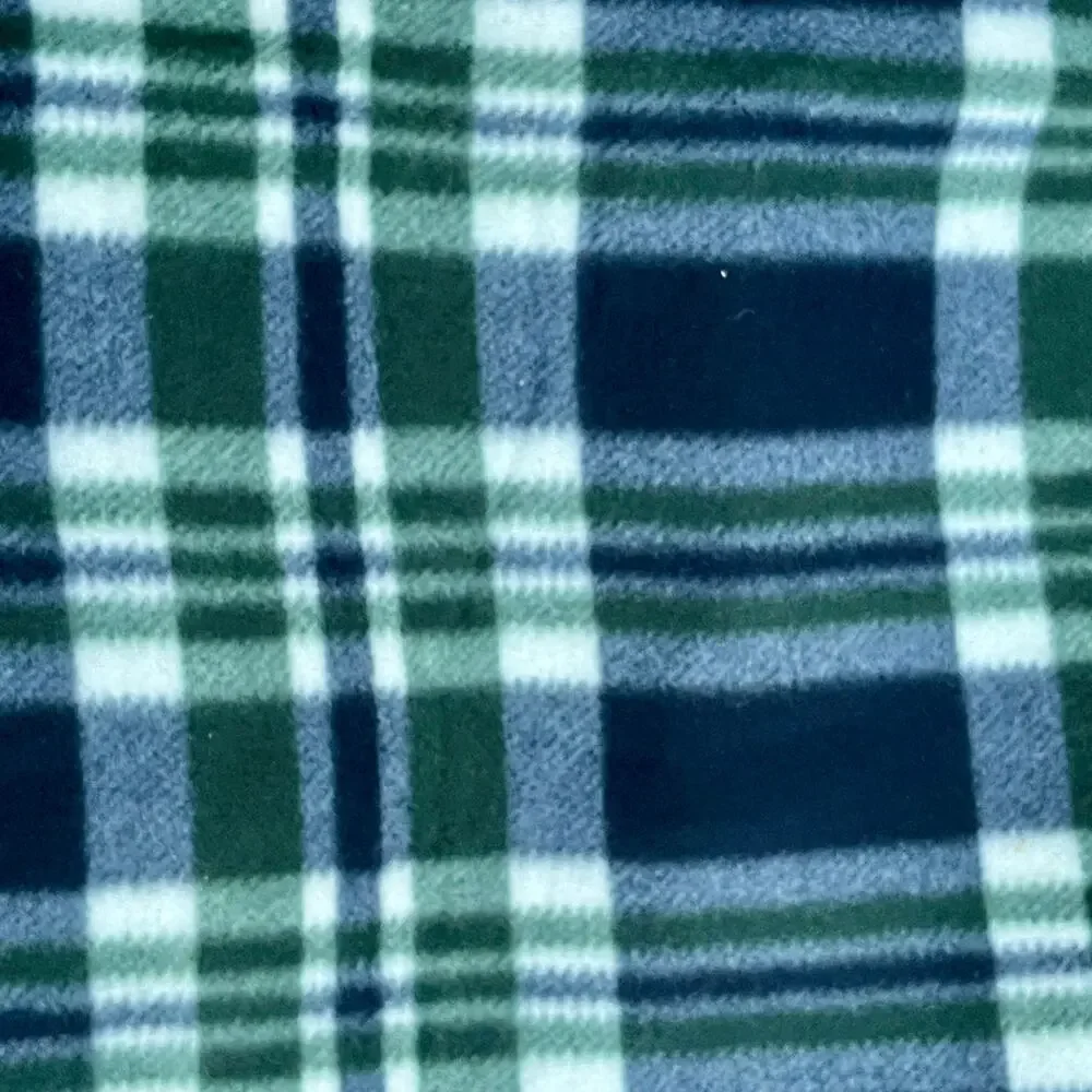Blanket Throw With Carry Handle Cozy Warm Blue Green Plaid‎ 46 x 52